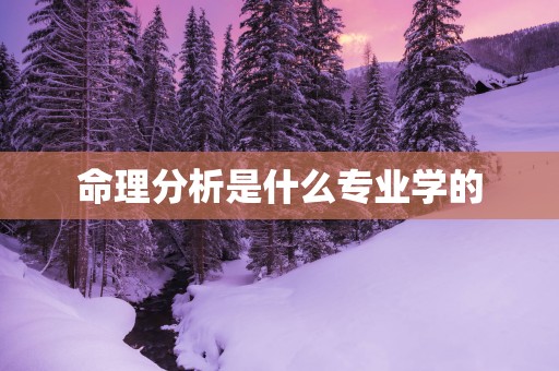 命理分析是什么专业学的