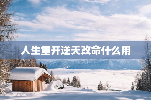 人生重开逆天改命什么用
