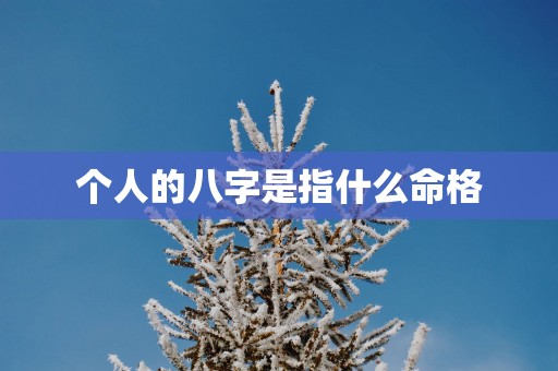 个人的八字是指什么命格