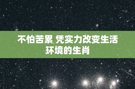 不怕苦累 凭实力改变生活环境的生肖
