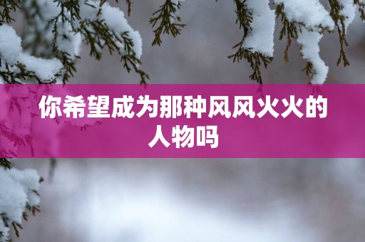 你希望成为那种风风火火的人物吗