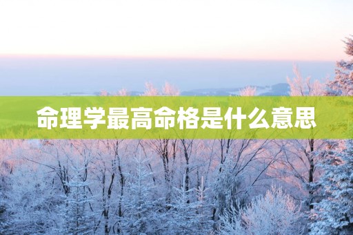 命理学最高命格是什么意思