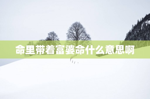命里带着富婆命什么意思啊