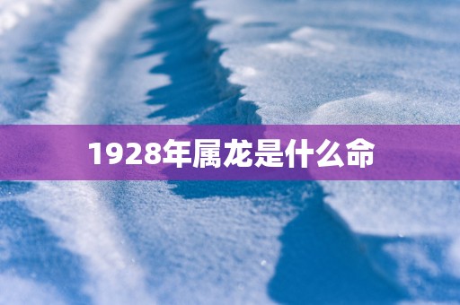 1928年属龙是什么命