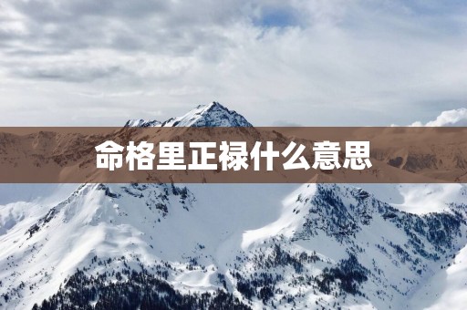 命格里正禄什么意思