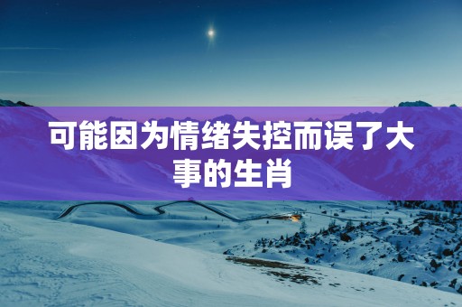 可能因为情绪失控而误了大事的生肖