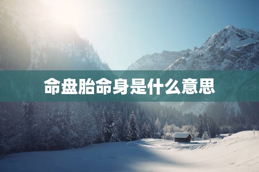 命盘胎命身是什么意思