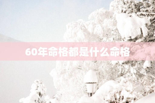 60年命格都是什么命格