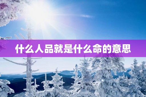 什么人品就是什么命的意思