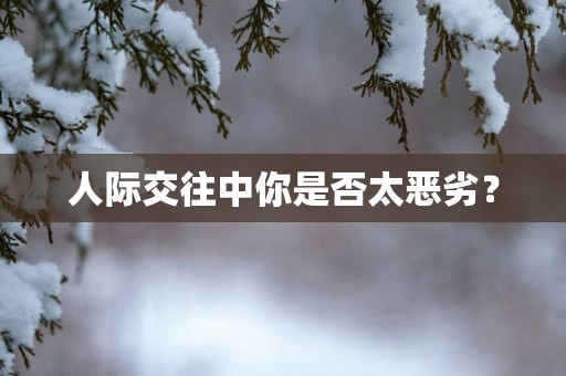 人际交往中你是否太恶劣？