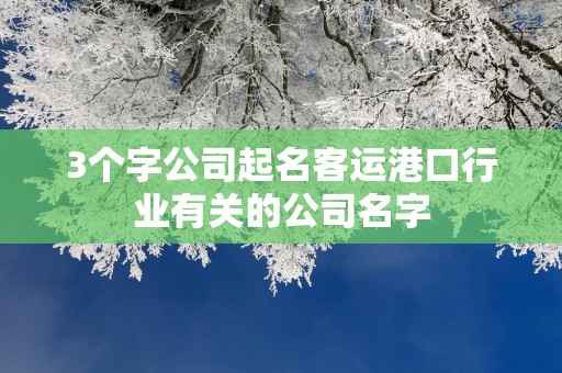 3个字公司起名客运港口行业有关的公司名字
