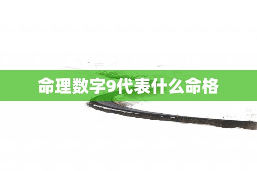 命理数字9代表什么命格