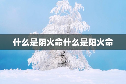什么是阴火命什么是阳火命
