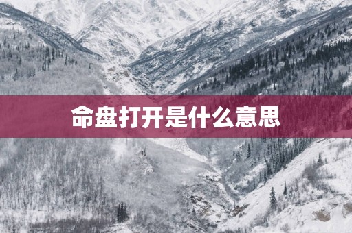 命盘打开是什么意思