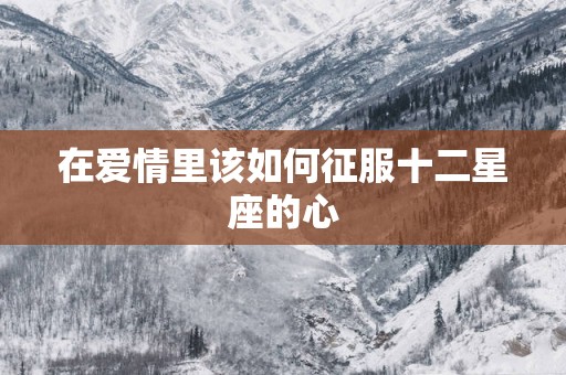 在爱情里该如何征服十二星座的心