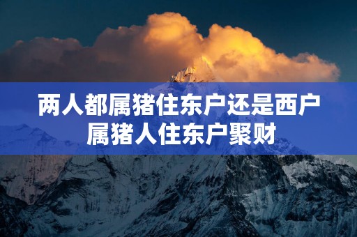两人都属猪住东户还是西户 属猪人住东户聚财