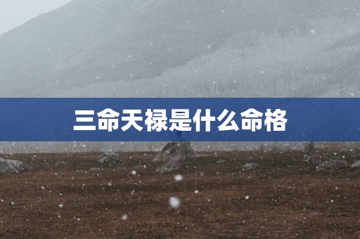 三命天禄是什么命格