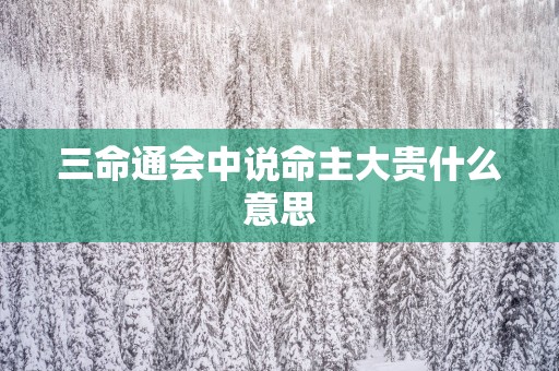 三命通会中说命主大贵什么意思