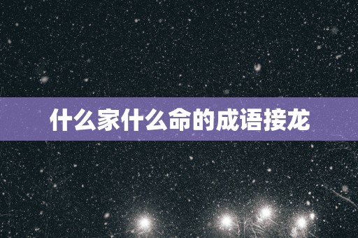 什么家什么命的成语接龙