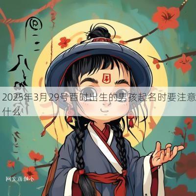 2025年3月29号酉时出生的男孩起名时要注意什么