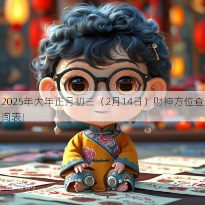 2025年大年正月初三（2月14日）财神方位查询表！