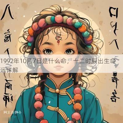 1992年10月7日是什么命，十二时辰出生命运详解