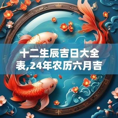 十二生辰吉日大全表,24年农历六月吉日吉时大全表