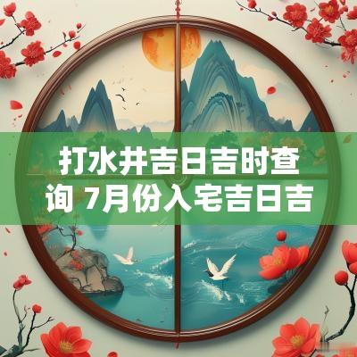 打水井吉日吉时查询 7月份入宅吉日吉时查询表