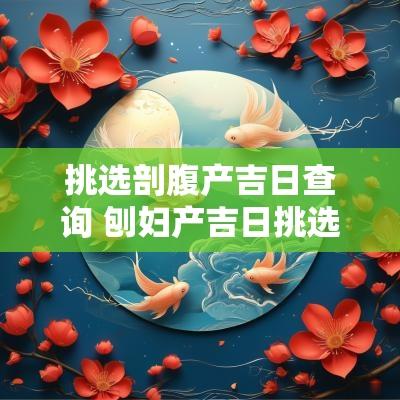挑选剖腹产吉日查询 刨妇产吉日挑选