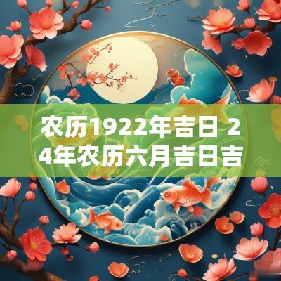 农历1922年吉日 24年农历六月吉日吉时大全表