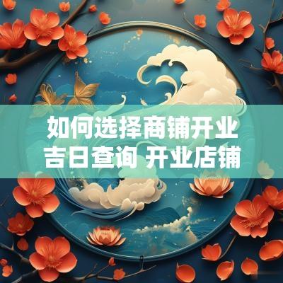 如何选择商铺开业吉日查询 开业店铺如何选择吉日查询