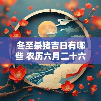 冬至杀猪吉日有哪些 农历六月二十六日是什么日子黄道是黑道吉日