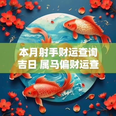 本月射手财运查询吉日 属马偏财运查询黄历表 本月射手财运查询吉日 属马偏财运查询黄历表