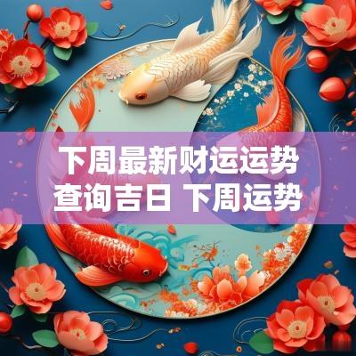 下周最新财运运势查询吉日 下周运势