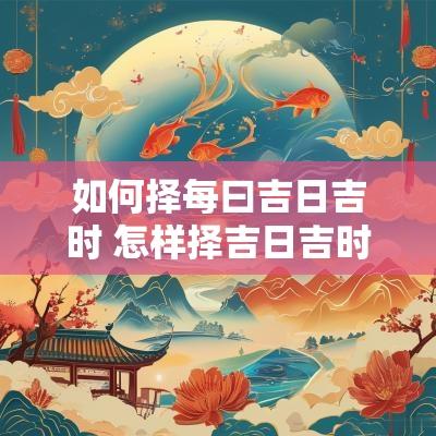 如何择每曰吉日吉时 怎样择吉日吉时