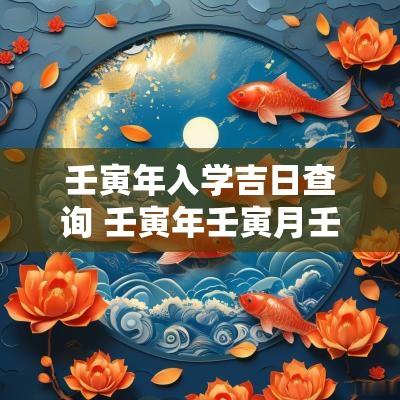 壬寅年入学吉日查询 壬寅年壬寅月壬子日入宅