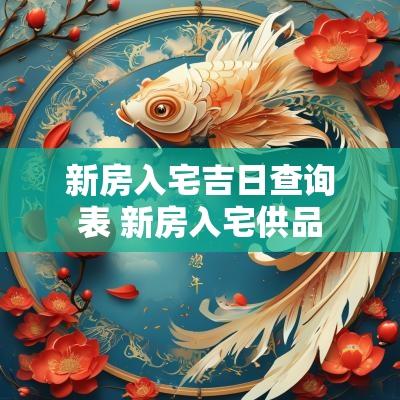 新房入宅吉日查询表 新房入宅供品