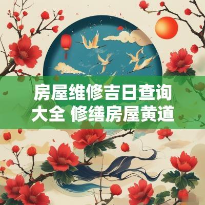 房屋维修吉日查询大全 修缮房屋黄道吉日