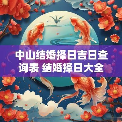中山结婚择日吉日查询表 结婚择日大全通书吉日查询