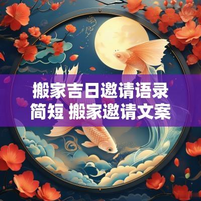 搬家吉日邀请语录简短 搬家邀请文案简短精辟