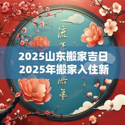 2025山东搬家吉日 2025年搬家入住新房的吉日吉时