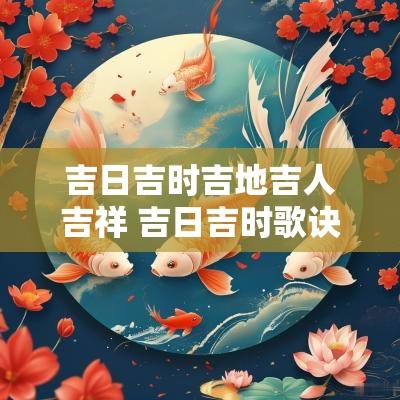 吉日吉时吉地吉人吉祥 吉日吉时歌诀