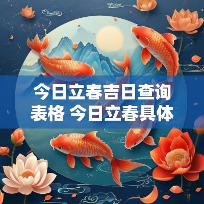 今日立春吉日查询表格 今日立春具体时间