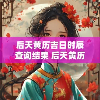 后天黄历吉日时辰查询结果 后天黄历日子好吗