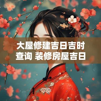 大屋修建吉日吉时查询 装修房屋吉日吉时黄历查询