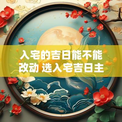 入宅的吉日能不能改动 选入宅吉日主要看什么