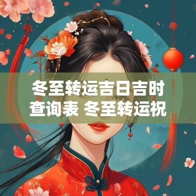 冬至转运吉日吉时查询表 冬至转运祝福语