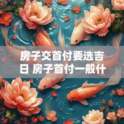房子交首付要选吉日 房子首付一般什么时候交