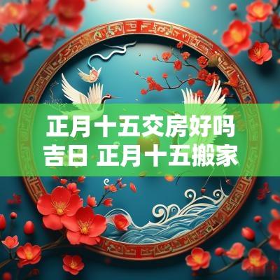 正月十五交房好吗吉日 正月十五搬家是黄道吉日吗