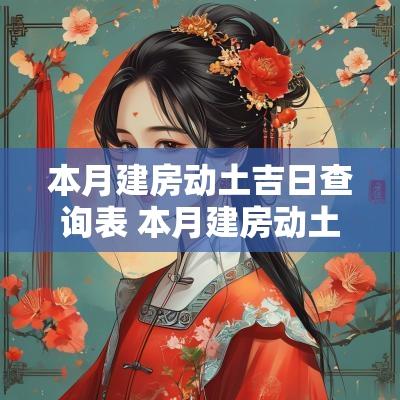 本月建房动土吉日查询表 本月建房动土黄道吉日吉时
